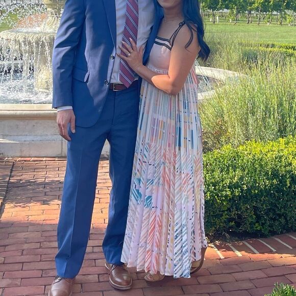 Geisha Designs Abstract Pleated Midi Dress Anthropologie pink - Picture 4 of 4